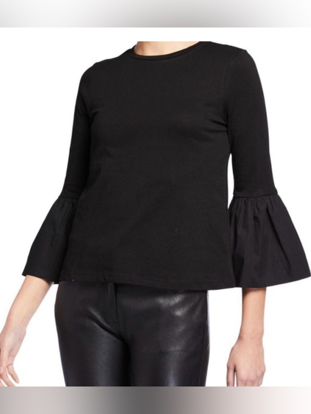English Factory Elegant Black Bell Sleeve Top